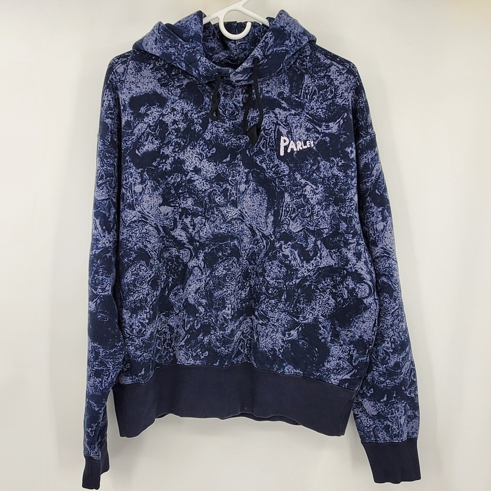 Adidas Parley for the Oceans Hoodie Navy Blue Marble All Over Print Mens Large